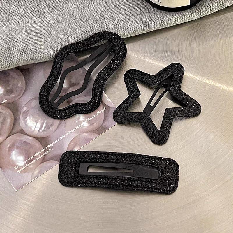 

3pc Korean New High-grade Star Square Silver Black BB Hairpin Hair Side Clips for Girls Women Party Hair Accessories