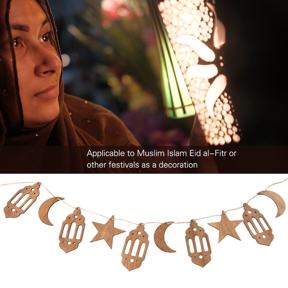 Buy Eid Ramadan Mubarak Hollow Wooden Decorations Home Hanging Moon ...