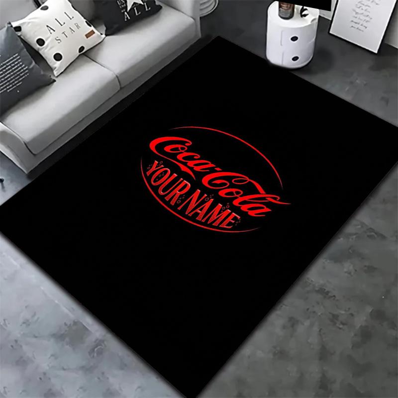 Coca Cola Rainbow Custom Name Carpet Rug For Living Room Bedroom Home Sofa Decoration Kids Play Nonslip Floor Mat