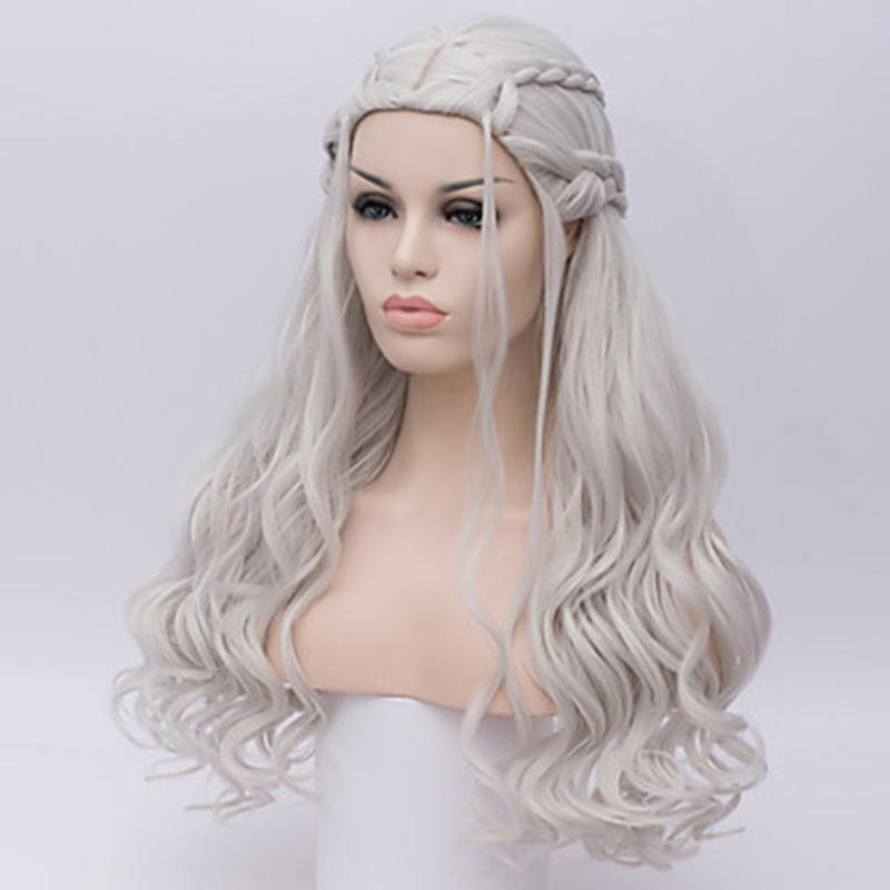 HAIRJOY Synthetic Hair Cosplay Wigs Silver Long Braided Costume Cosplay Queen Lolita Wig for Women
