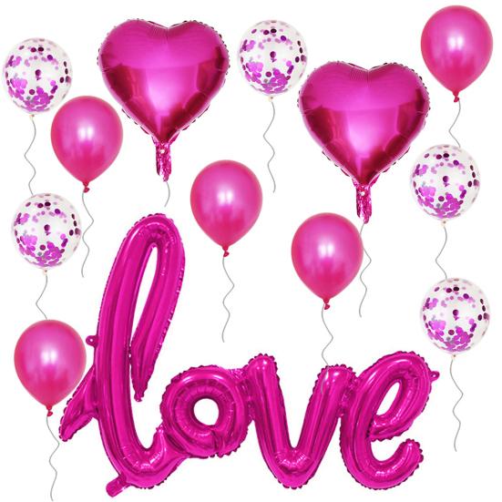 1 Set Heart Balloon Inflatable Conjoined Aluminum Foil Happy Valentine's Day Love Letter Balloons Decor for Holiday