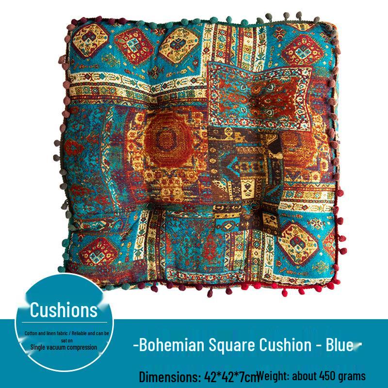 Bohemian Ethnic Style Square Floor Cushion for Balcony or Bedroom