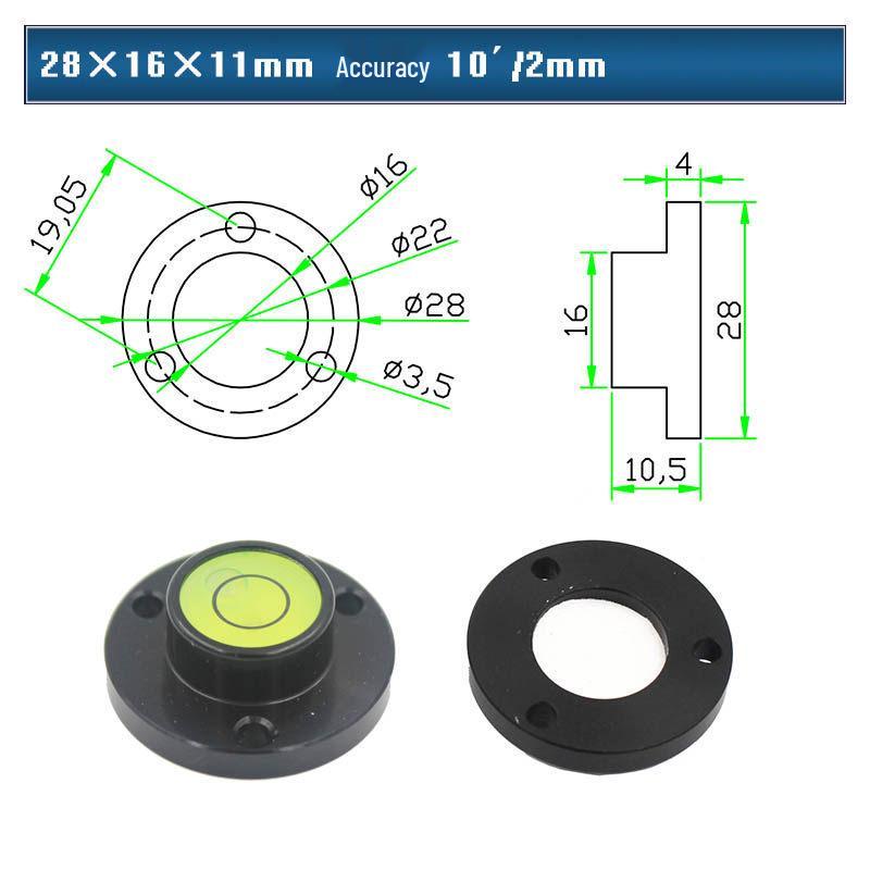 HACCURY Round Metal Spirit Level with Base Mounting Holes