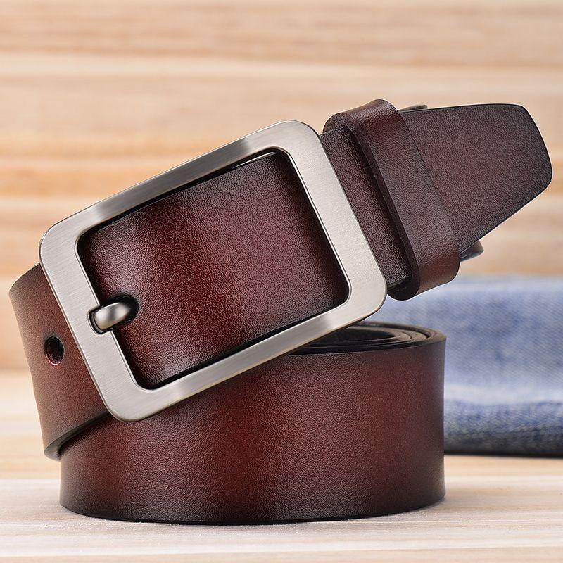 Men s Genuine Leather Pin Buckle Belt - Casual & Business Style 110 cm