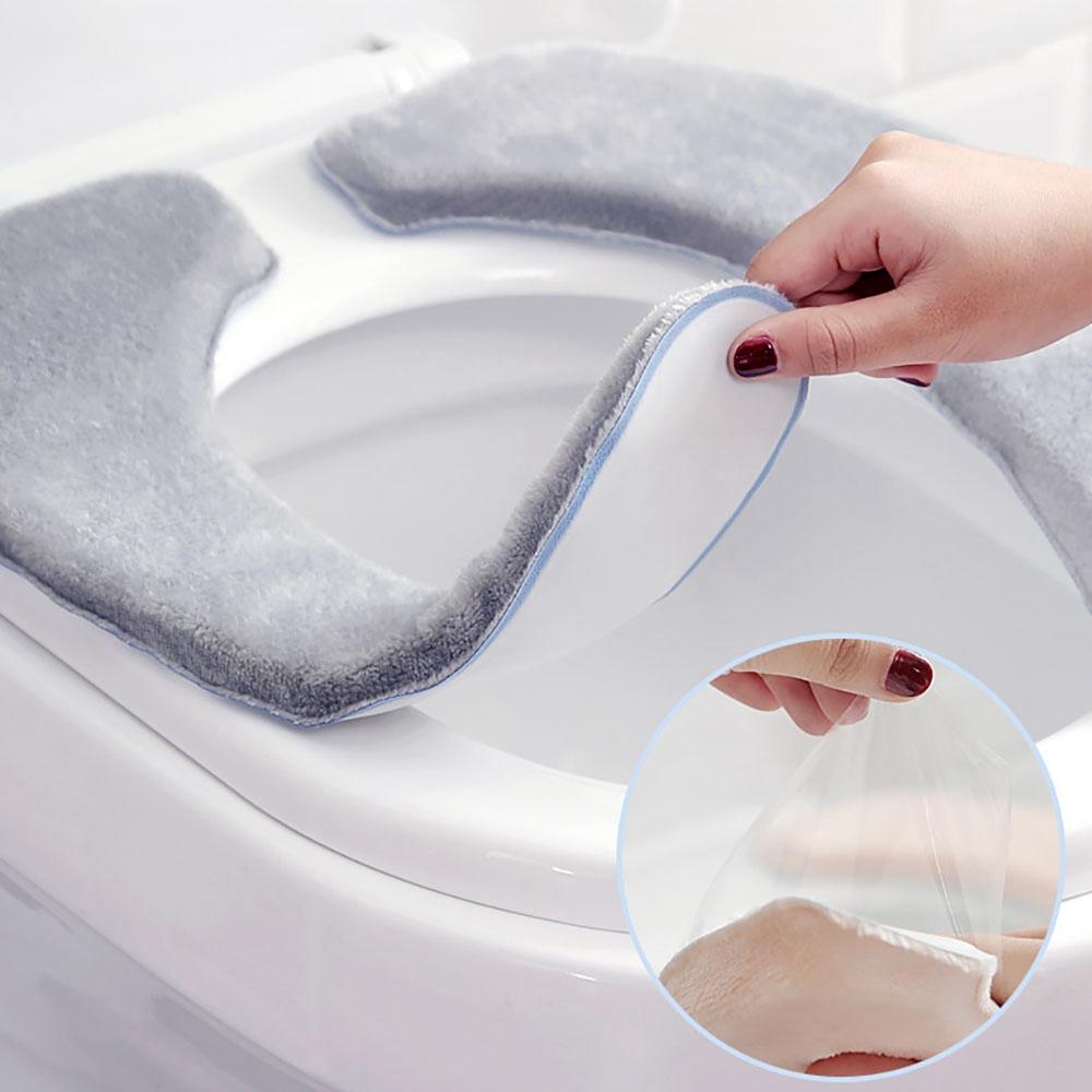 Toilet Lid Cover Adhesive Warm Bathroom Accessories Toilet Mat Seat Case Lid Pad Toilet Seat Cover
