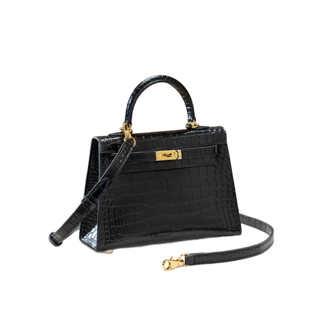 Kazilan Kelly crocodile pattern cowhide bag second generation Keli bag versatile premium portable shoulder messenger women's bag