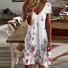 Ress For Women Cute Floral Short Sleeve V Neck Casual Loose Fit Flare Dress Beach  Dress Tshirt Dress