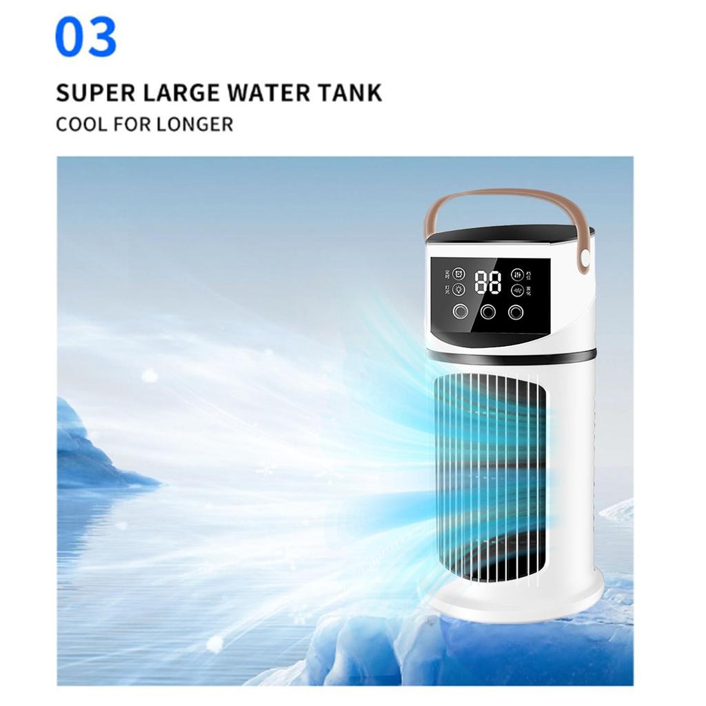 Refroidisseur d'air personnel portable 3 en 1 à évaporation, faible bruit, rechargeable par USB 2.0, minuterie 8H, 7 modes de lumière, sans fenêtre Condition