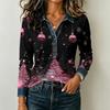 Women's Casual Long Sleeve Top Loose Fit Stylish Color Block Patchwork Shirt Comfortable Everyday Blouse