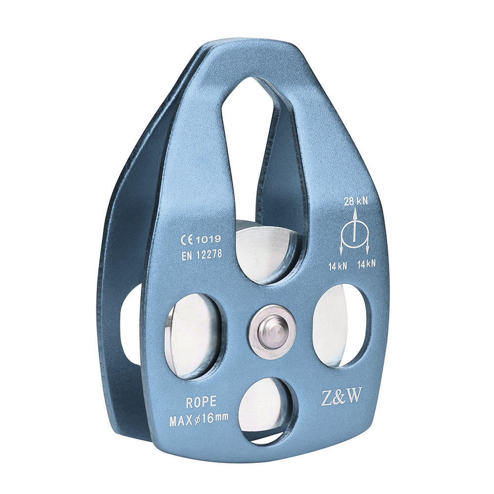 28KN Climbing Rescue Pulley With Swing Plate For Rope Rescue Lifting