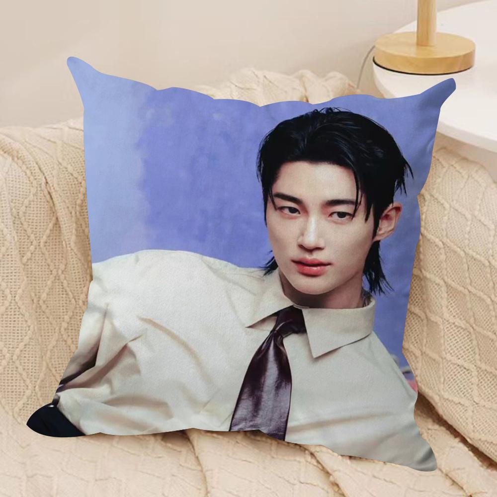 BByeon Wooseok Korea Cushion Cover Silky Short Plush DoubleSided Printed Pillow Case for Sofa All Seasons Home Decor Gift