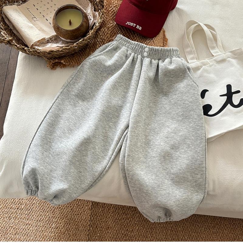 Solid Color All-match Boys Girls' Pants Spring Autumn Clothing Simple Fashion Kids Casual Trousers Loose Children Pants