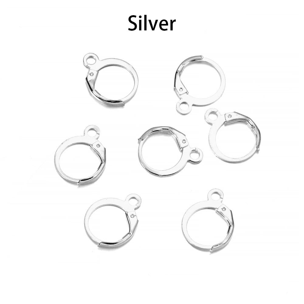 50pcs/lot Gold Silver French Lever Earring Hooks Wire Settings Base Hoops Earrings For DIY Jewelry Making Supplies Wholesale