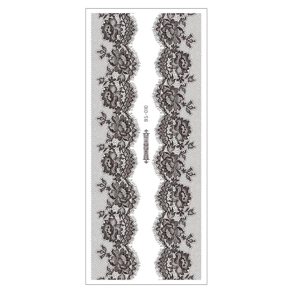 Waterproof Black Lace Thigh Garter Henna Temporary Tattoo Stickers