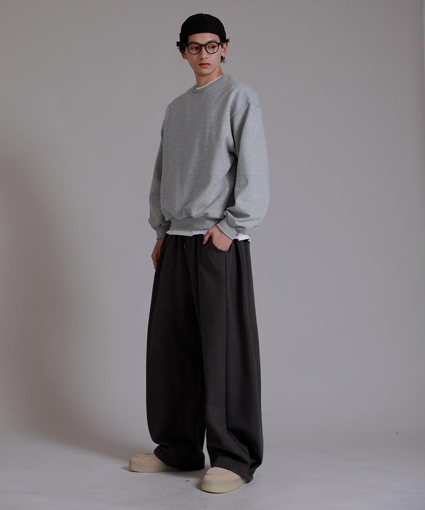 LIKE THE MOST Two-Tuck Longside Overpants_Charcoal