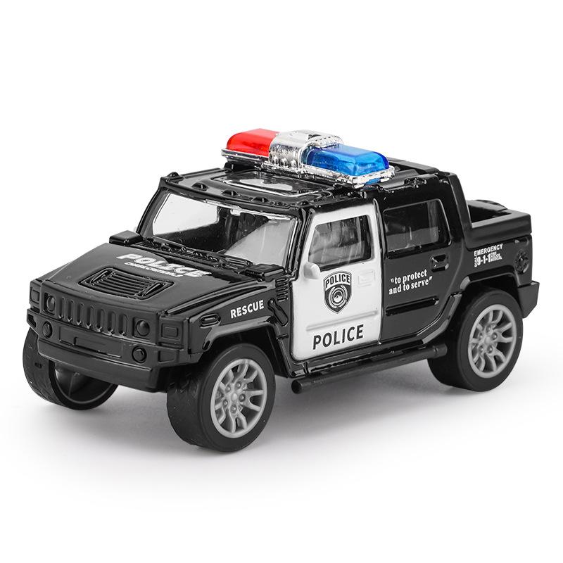 1:64 Diecast Geländepolizeiauto Modell Mini Spielzeugfahrzeug für Jungen, Simulationslegierung Streifenwagen Greifautomat Spielzeug Geschenk