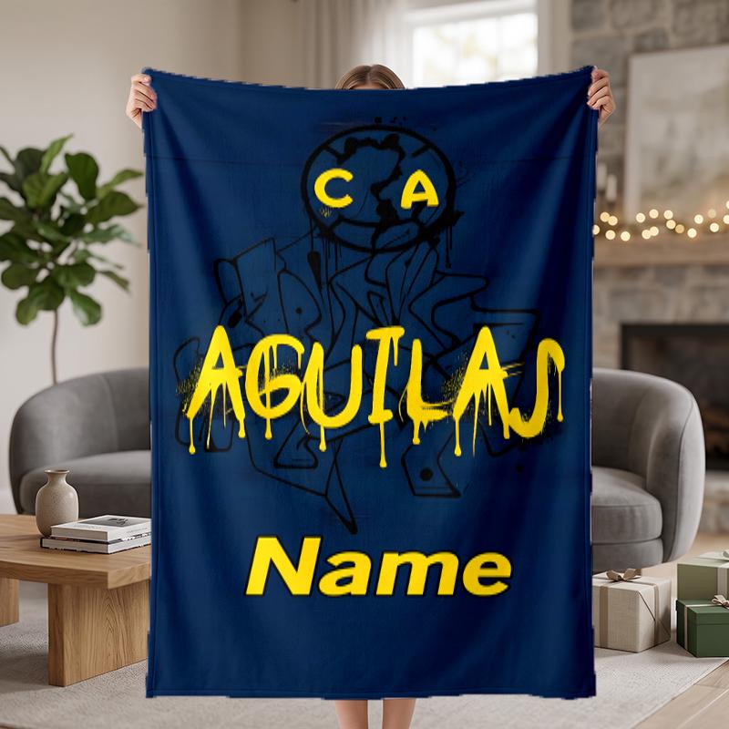 Club America Custom Flannel Blankets Soft Warm Cozy Throws for Home Decor Holiday Gifts