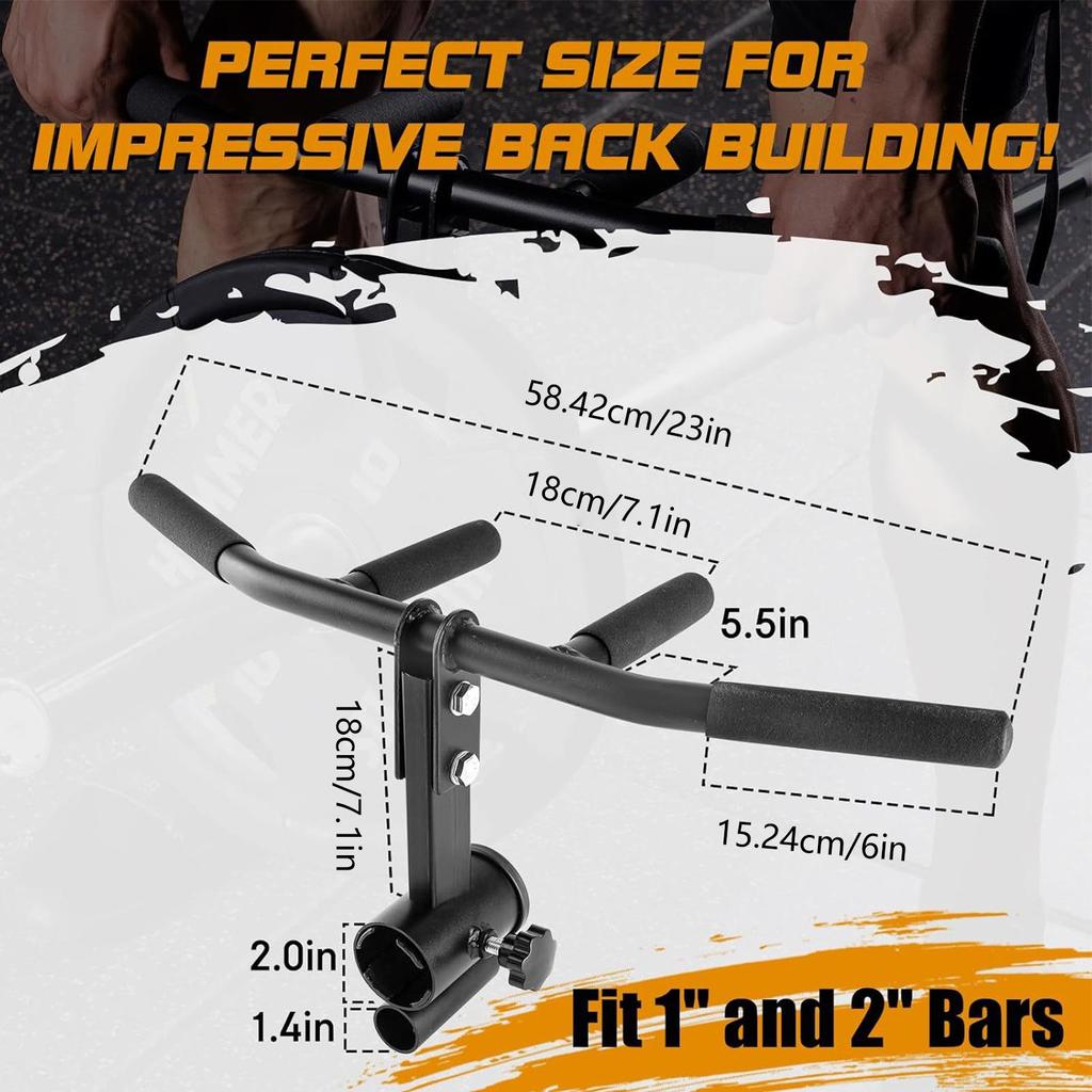 Barbell Row Handle Heavy Duty Anti-Slip Grip Barbell Attachment Bar For Family Friends Workout Gym Core Muscles Back Shoulders