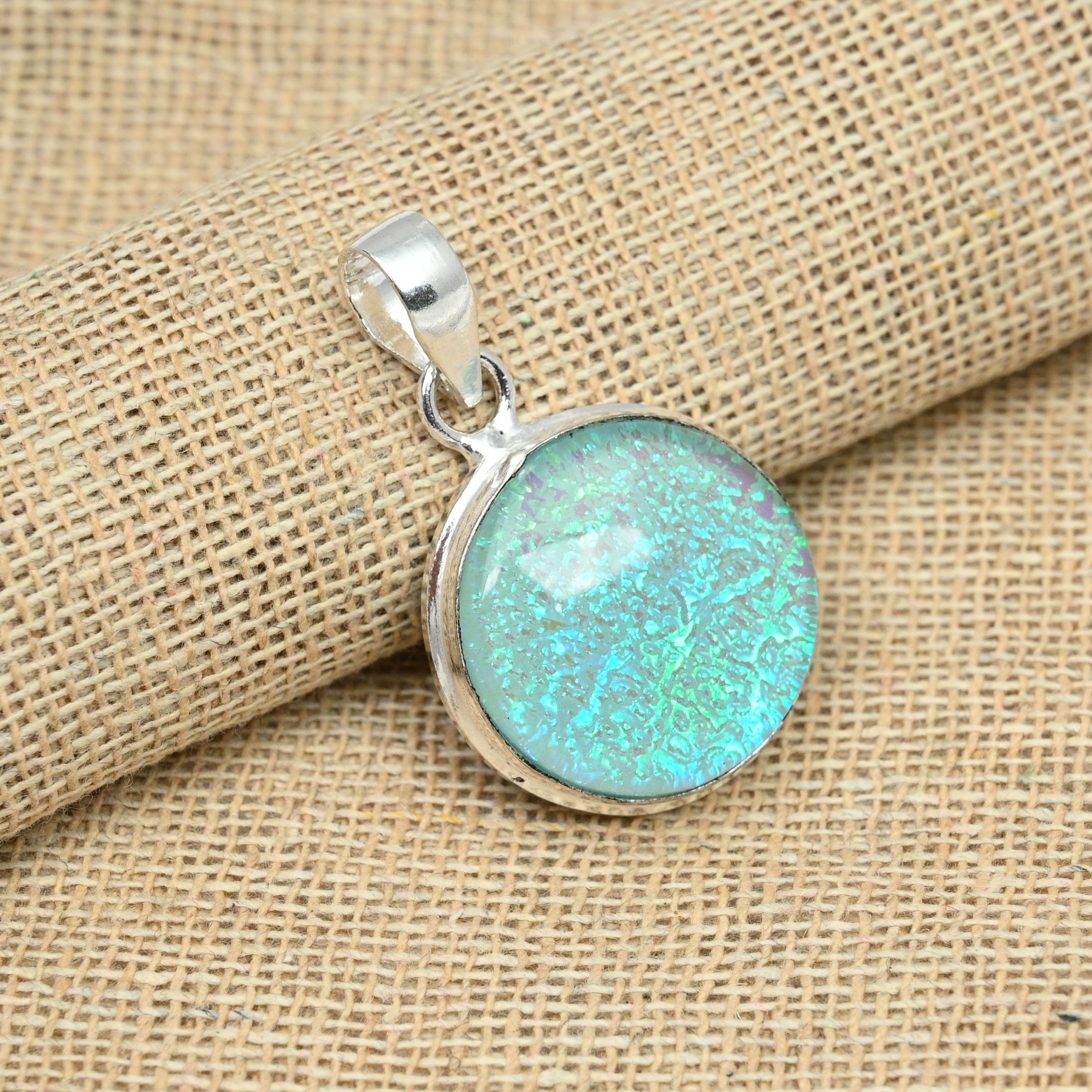 

Подвеска ручной работы круглой формы из стерлингового серебра 925 пробы с синим австралийским тройным опалом 1.57 Inches синий