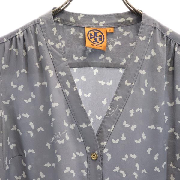 Tory Burch Silk Overall Handle Long Sleeve No Color Shirt 2 Gray Women Used