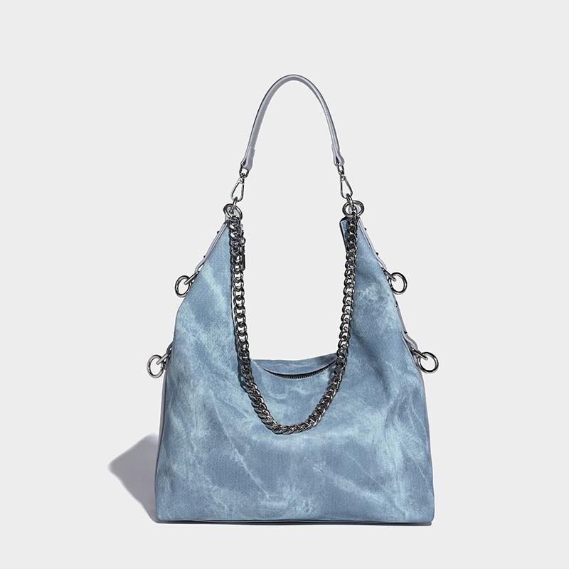 

2025 новый модный тренд большая вместительная сумка-тоут простая повседневная сумка под мышкой женская сумка через плечо-мессенджер с индивидуальностью светло-синий