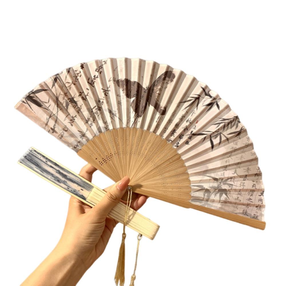 Butterfly Retro Handheld  Fan Chinese Style Dance Fan Unisex Decorative Hand Fan  Wedding Style C
