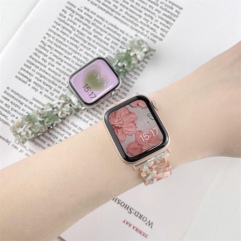 Butterfly Resin Strap for Apple Watch S10-Elastic Retractable Resin Watch Band Female Bracelet for iWatch10/9/8/7/6/5/4/3/2/1/Se/Ultra/Ultra2 42mm
