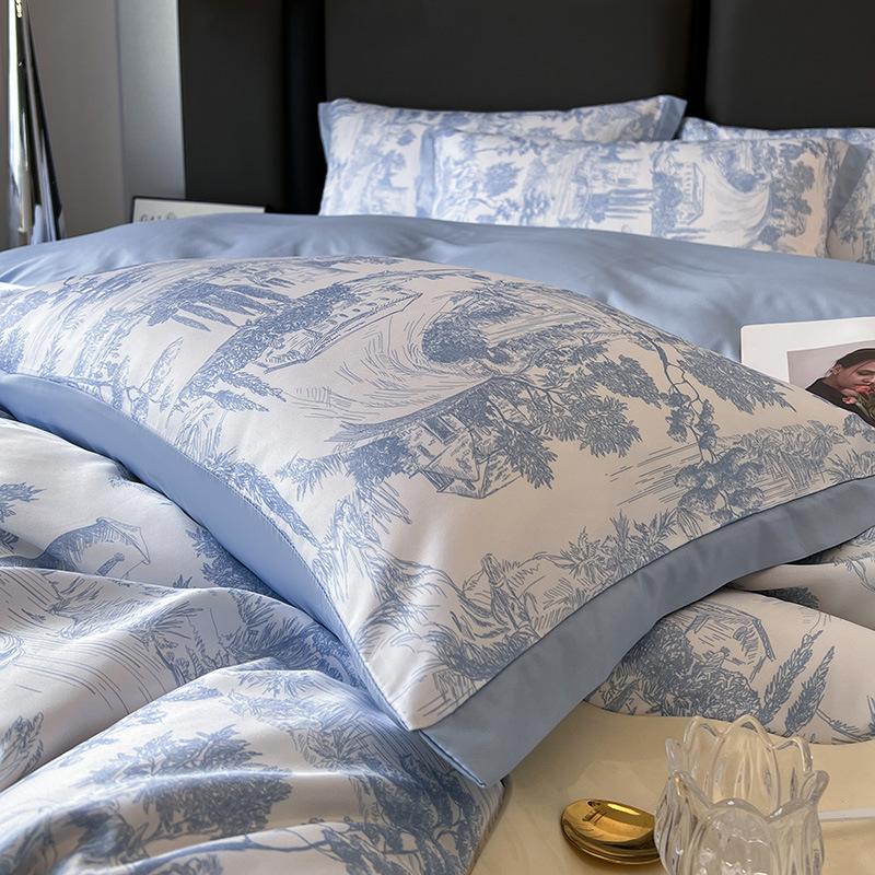Ice Silk Bedding Set Four-piece Set Cool and Skin-friendly Sheets Quilt Covers Pillowcases
