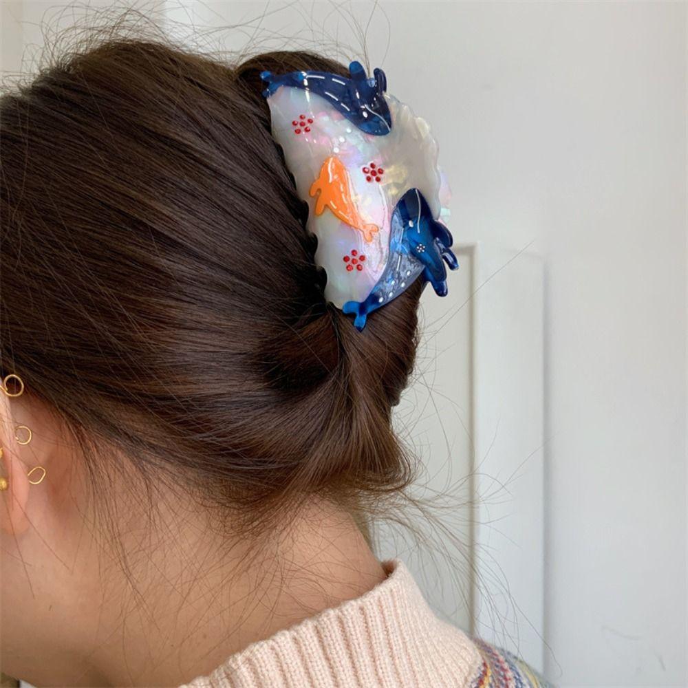 Hairpin Blue Whale Hair Claw Hair Clip Acetic Acid Shark Clip Sweet Ocean Fish Hair Grab  Girls