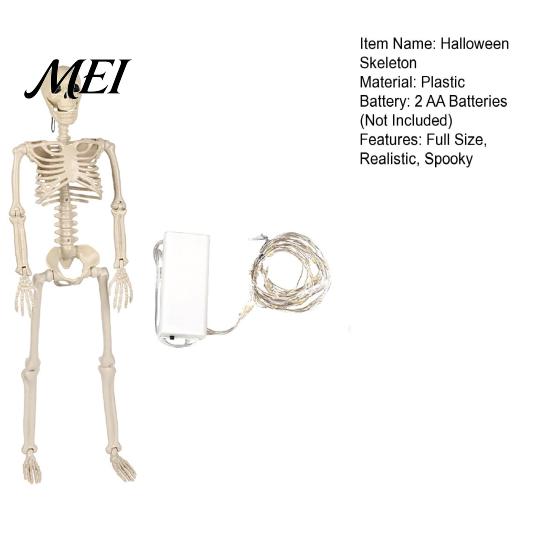 Life Size Posable Skeleton 36 Inches LED Light Up Halloween Skeleton, 3FT Full Body Props Plastic Human Bones with Movable Joints for Haunted