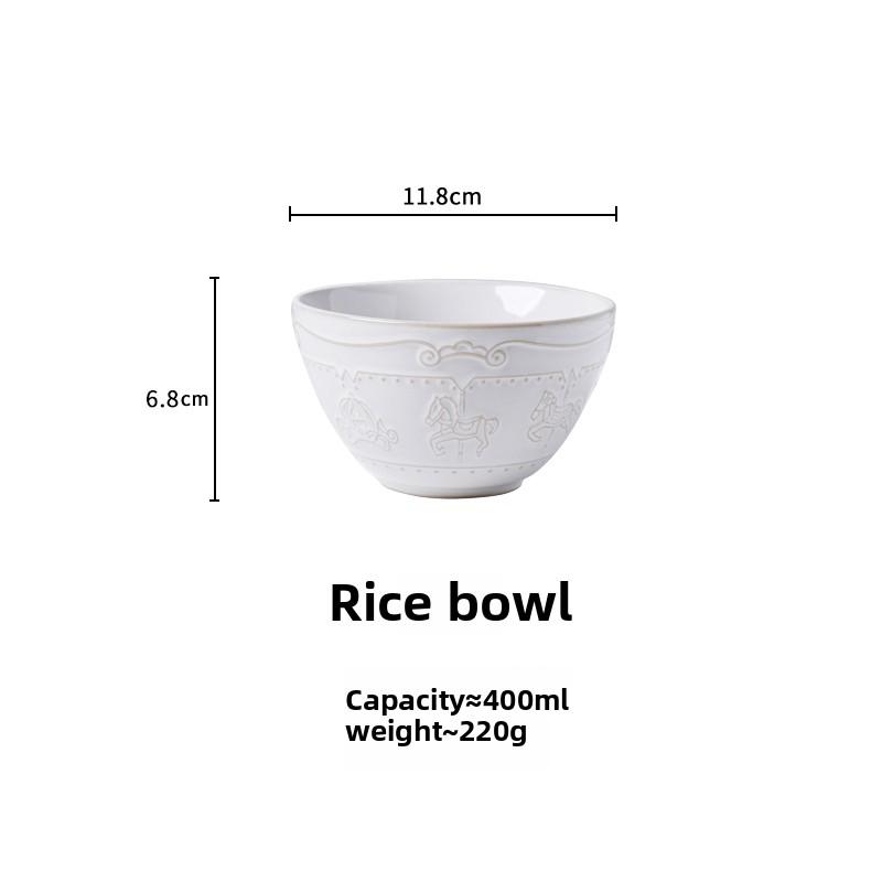 

French ceramic tableware set, embossed plates, European Western plates round plates, soup plates, bowls plates, cups and saucers