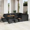 VidaXL 13 Pcs Garden Sofa Set Black Poly Rattan, Modern Outdoor Furniture Set, Large Dining Table, 3362959