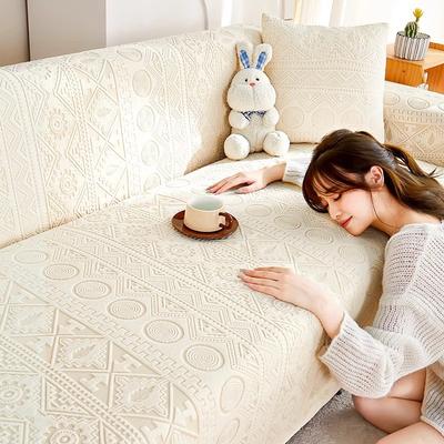 Arctic Samt High-End Elastischer Sofabezug All-Inclusive Universalbezug Ganzjahres-Universal Anti-Katzenkratz Sofa Schutzbezug Pad