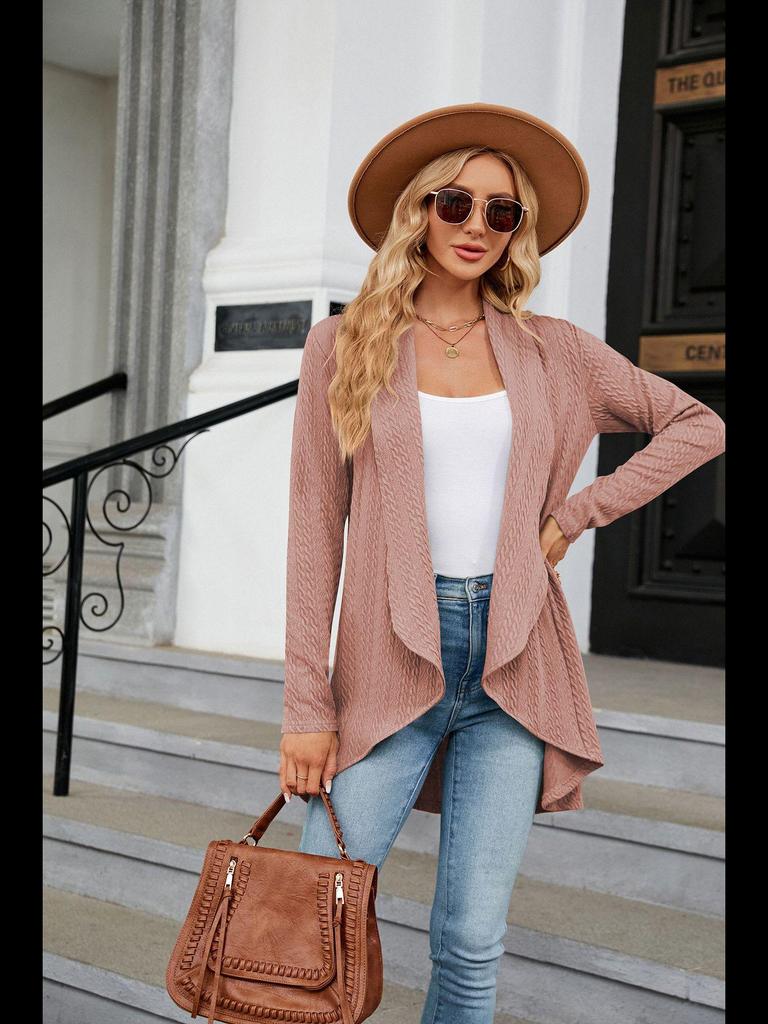 Suéter cárdigan de punto de color liso para mujer otoño/invierno 2023