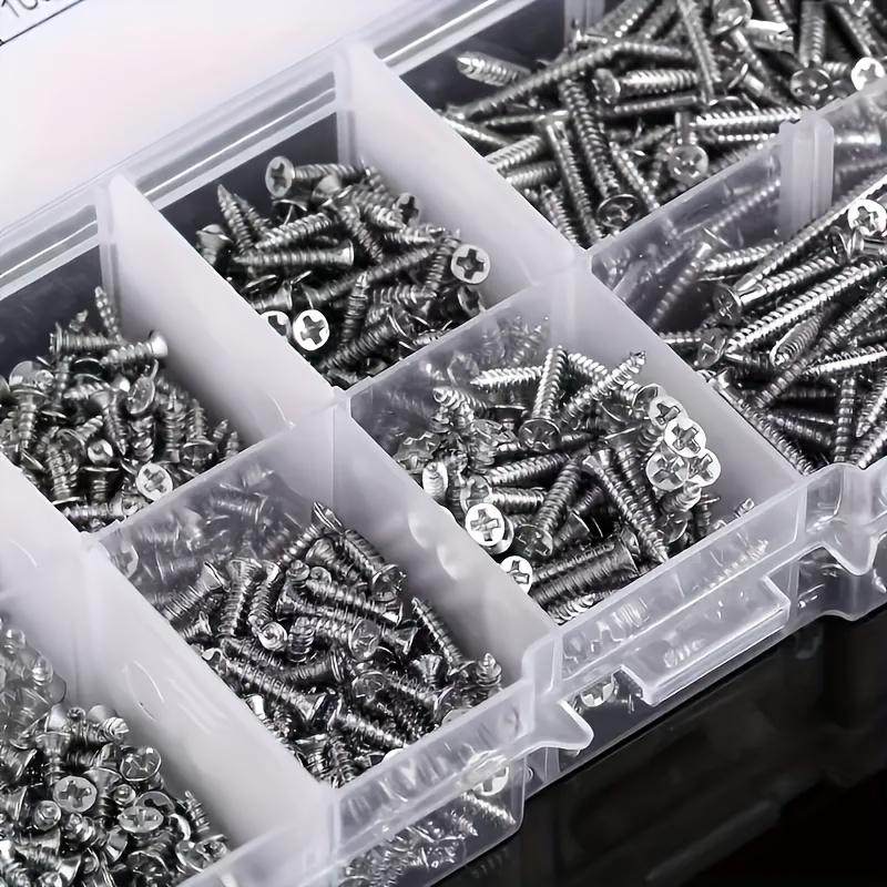 560Pcs/box Self-tapping Wood Screw Set - Including 8 Different Sizes of M2 Cross Flat Head Metal Screw Classification Kit