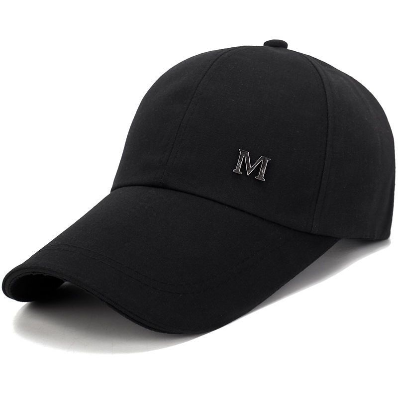 Simple M Letter Metal Label Baseball Cap, Men's and Women's Versatile Casual Cap, Outdoor Shading Adjustable Hat