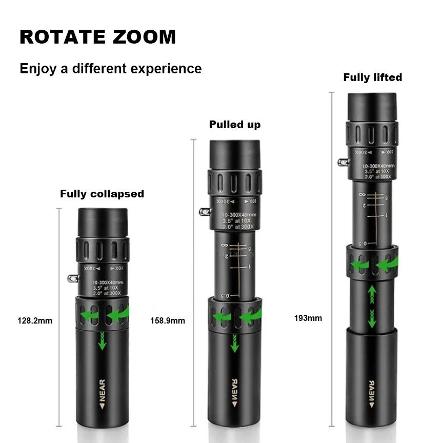 Powerful Binoculars Long Range Metal 10-300x Zoom HD Professional Telescope Monocular for Hunting