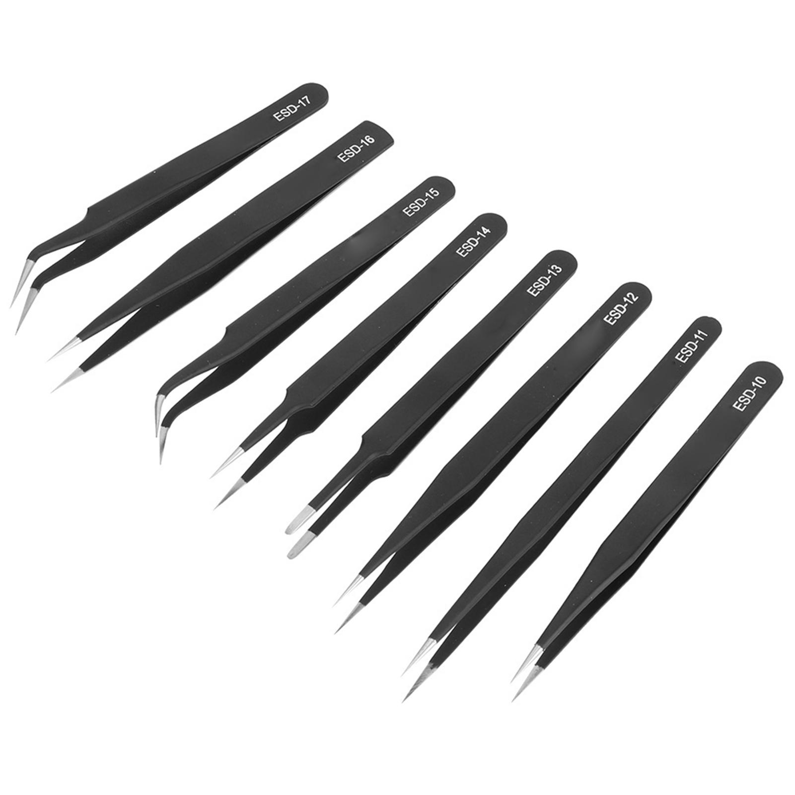 

8 шт. пинцетов из нержавеющей стали, наклонный профессиональный пневматический точный набор ESD1017