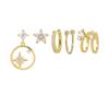 Cross-border Ins-Style Star & Moon Tassel Stud Earring Set – Zircon Six-Pointed Star Fashion Jewelry