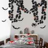 Gothic Halloween Decoration Vine Artificial Maple Leaf & Pumpkin Vine with Spider Skull Hands for Creating Spooky Fall Ambiance
