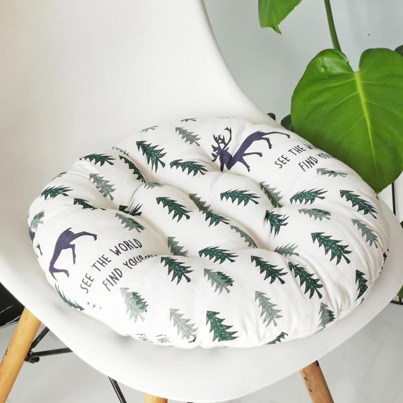 Coarse Cloth Round Style Cotton and Linen Style Seat Cushion Home Circular Cushion Japanese Style Futon Cushion Decoration