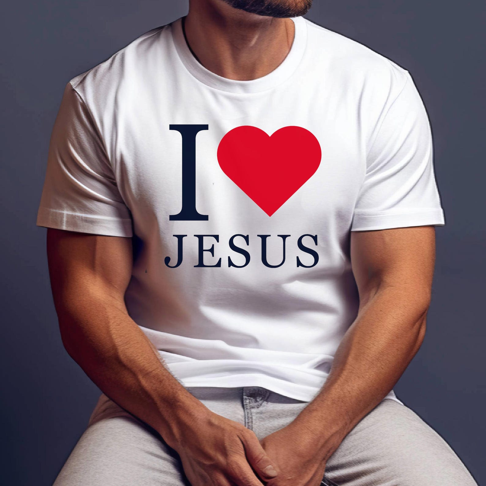 Christian T-Shirt – I Love Jesus Faith Graphic Tee for Believers & Church Apparel 4XL