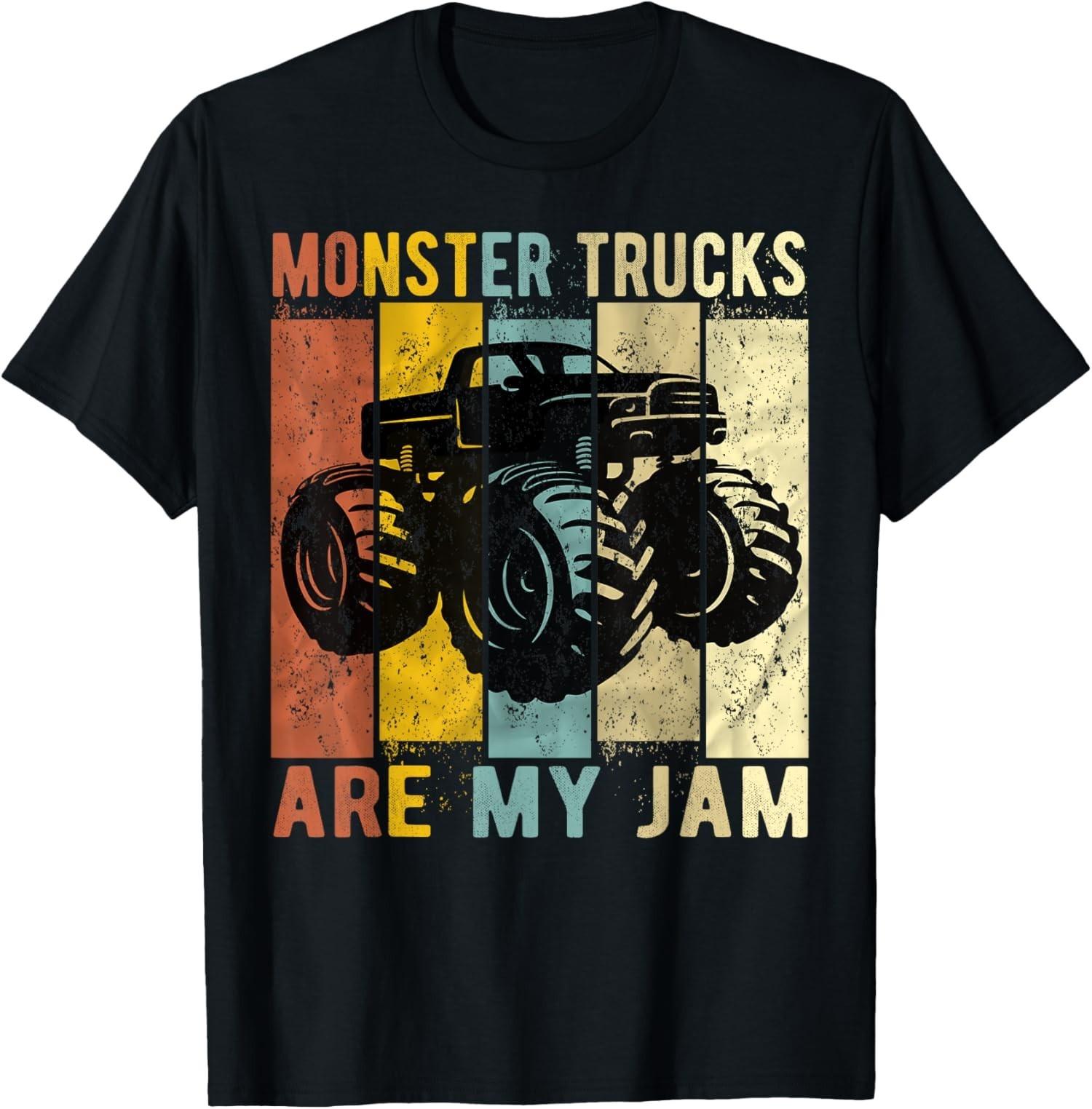 Monster Trucks Are My Jam Retro Truck Lover Gift Unisex T-Shirt S разноцветный