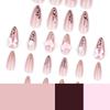 24/30PCS/BOX Cat Eyes False Nail 3D Bow Ripple Love Pearl Full Cover Fake Nail with Jelly Stickers Simple French Lines Nail Tips