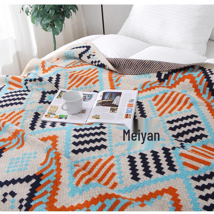 Bohemian Knitted Throw Blanket for Bed, Sofa, or Office Nap