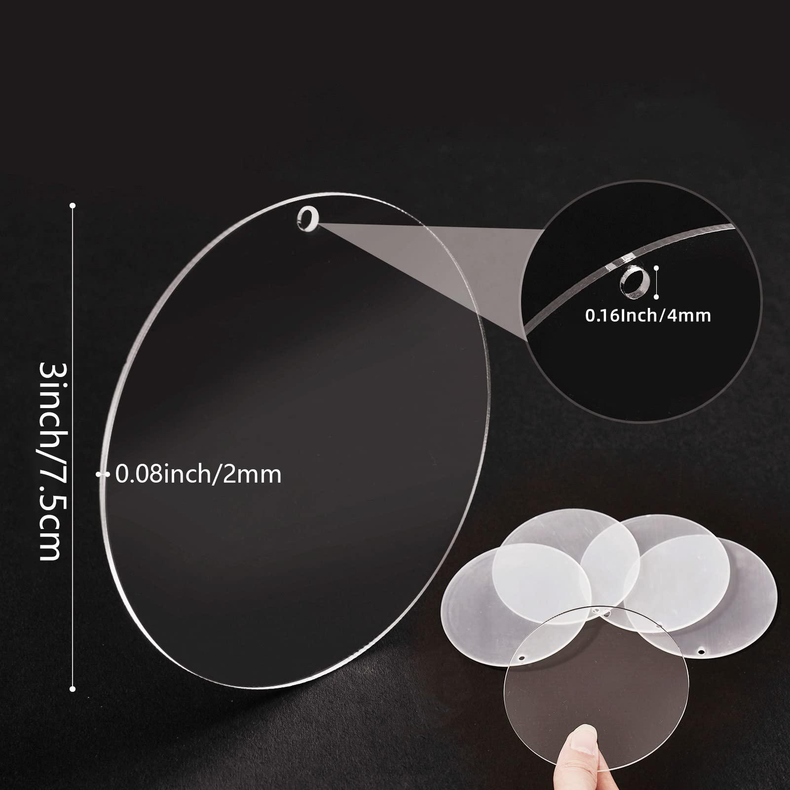 

3/4 Inch Round Acrylic Blanks with Holes,Discs Clear Circles Sheet Ornaments for Festival Deco and Craft Projects DIY Keychains 25 pieces