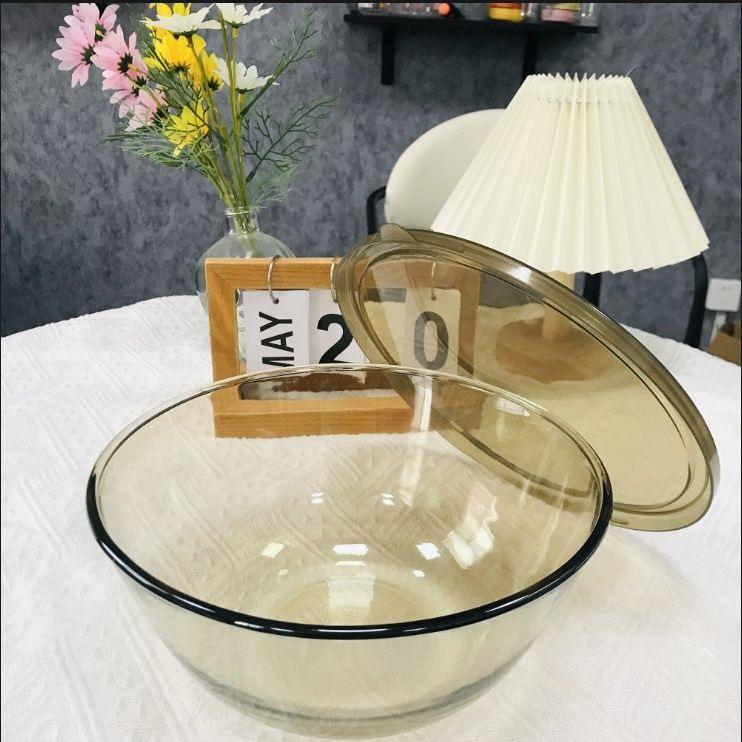 Grande Ciotola in Vetro Borosilicato Resistente al Calore per Insalata, Zuppa, Mescolare e Sbattere