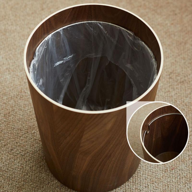 Solid Wood Trash Can Large Capacity Household Trash Bin Nordic Luxury Bedroom Garbage Bin Living Room Cleaning Accessories
