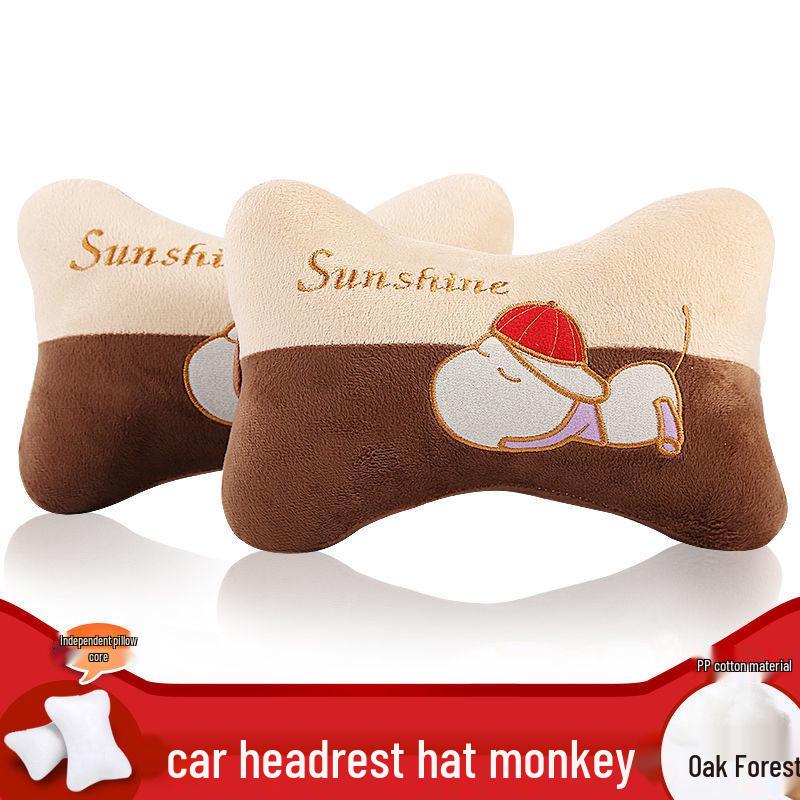 Car Neck and Lumbar Support Pillow Set - Cute Cartoon Design