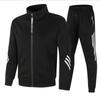 Collar Sports Suit Men's Loose Striped Cardigan Jacket Long Pants Two-piece Set Running Fitness Training Casual